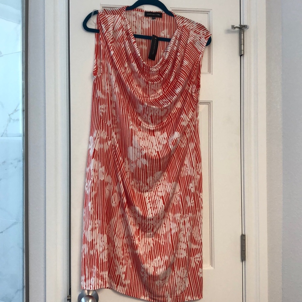 NWT Jones New York L Orange Summer Hawaiian Dress